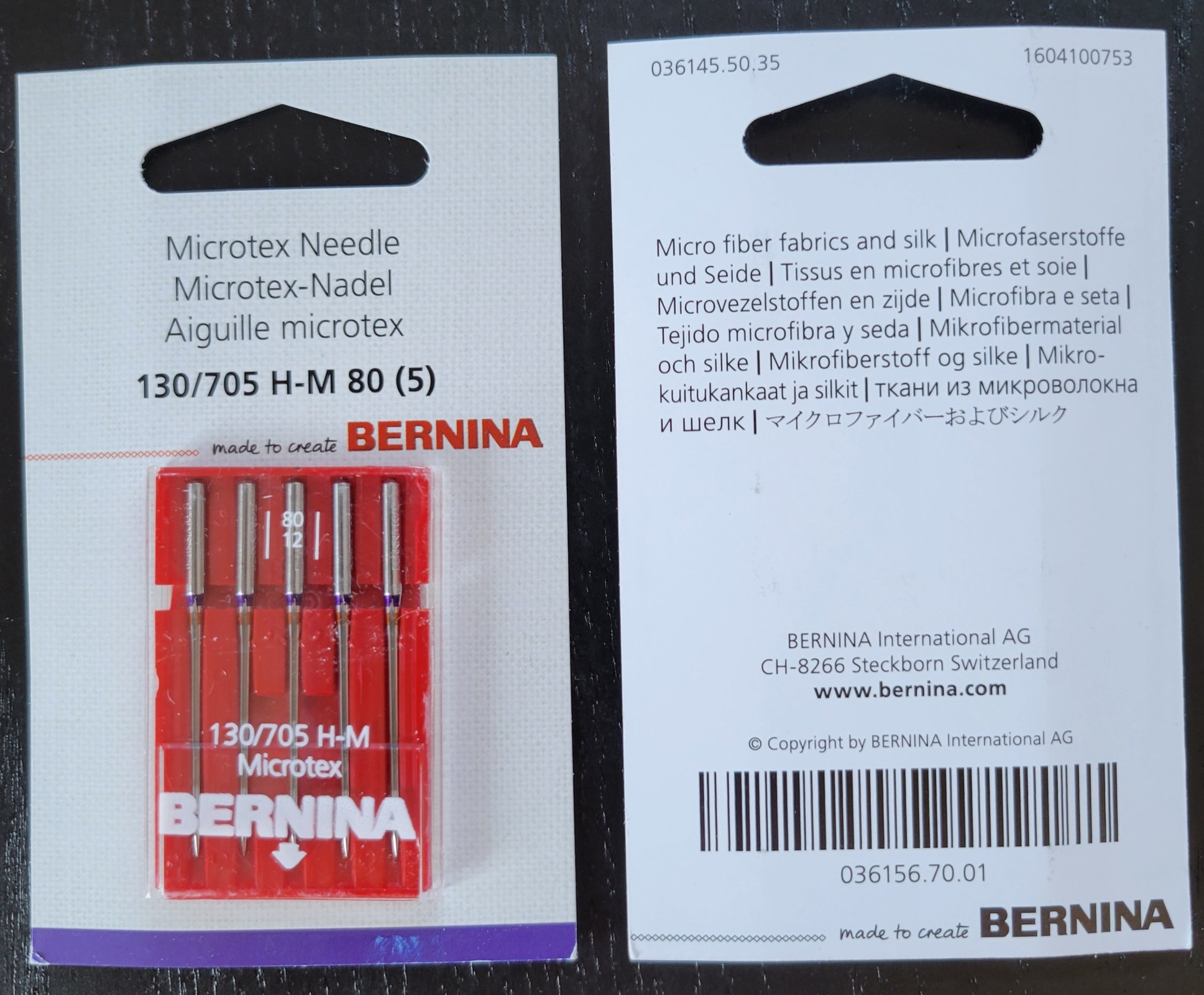 Bernina Needle - Microtex 130/705 H-M 80 - 5 Needle Pack