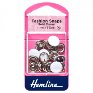 Hemline Fashion Snaps 11mm White